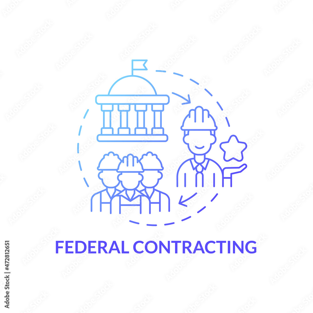 Poster federal contracting program concept icon. startup launch support. small business and government part