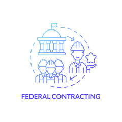 Federal contracting program concept icon. Startup launch support. Small business and government partnership abstract idea thin line illustration. Vector isolated outline color drawing - obrazy, fototapety, plakaty