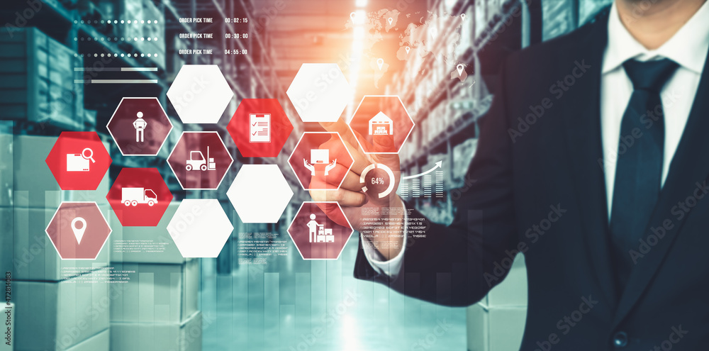 Poster smart warehouse management system with innovative internet of things technology to identify package 