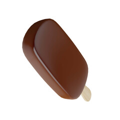 Chocolate popsicle ice cream isolated on white background 3D rendering
