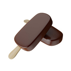 Chocolate popsicle ice cream isolated on white background 3D rendering