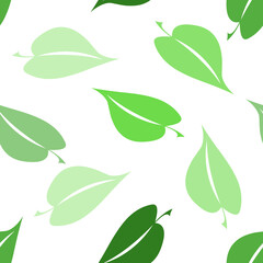 Patrón cuadrado de hojas en tonos verdes sobre fondo blanco
