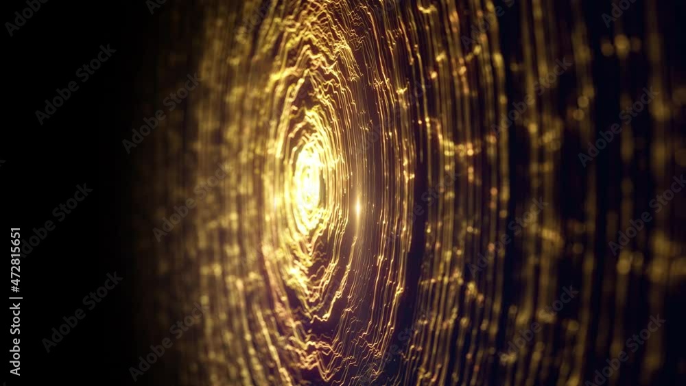 Poster Abstract Particles Gold Lines Flowing Fx Background/ 4k animation of an abstract ornament wallpaper background with lines particles patterns flowing and seamless looping