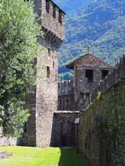Fototapeta premium Scenic Montebello castle, Bellinzona city in Switzerland - vertical