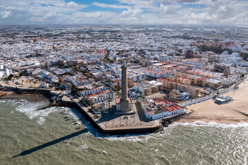 Fototapeta na wymiar vista aérea del municipio de Chipiona en la costa de Cádiz, Andalucía