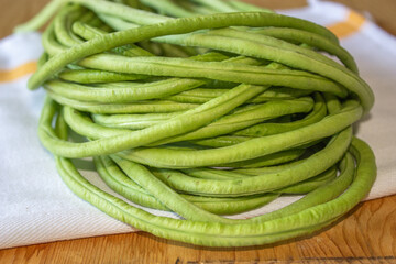 Close up of long green beans