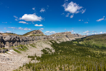 Looking north along the Chinese Wall in the Bob Marshall Wilderness, Montana, USA