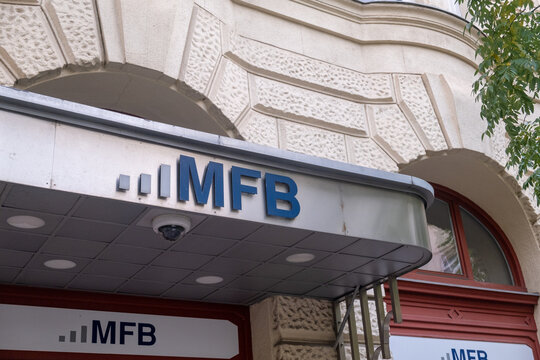 Budapest, Hungary - 1 November 2021: MFB company sign, Illustrative Editorial