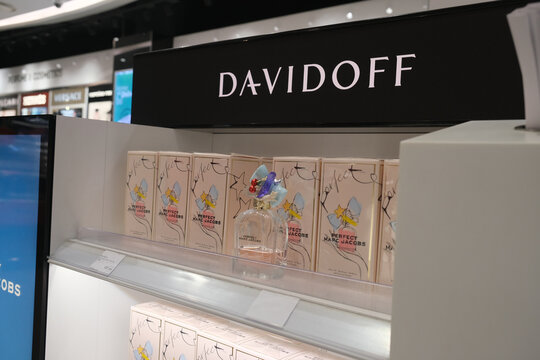 Budapest, Hungary - 1 November 2021: Davidoff brand sign perfume, Illustrative Editorial