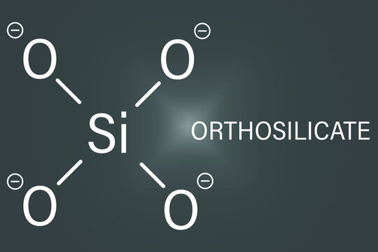 Orthosilicate (silicon tetroxide, silicate) anion, chemical structure. Skeletal formula.