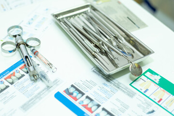 dental tools on the table, many different tools