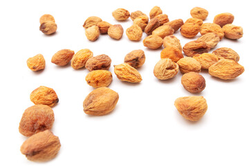 Dried apricot on a white background.