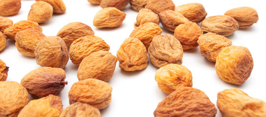Dried apricot on a white background.