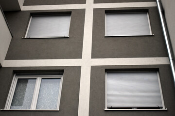 Windows and shutters, new construction, apartments and flats.