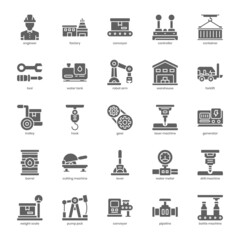 Manufacturing icon pack for your website design, logo, app, UI. Manufacturing icon glyph design. Vector graphics illustration and editable stroke.