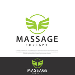 Vector circle therapy massage therapy wing illustration design logo, symbol, icon, design template