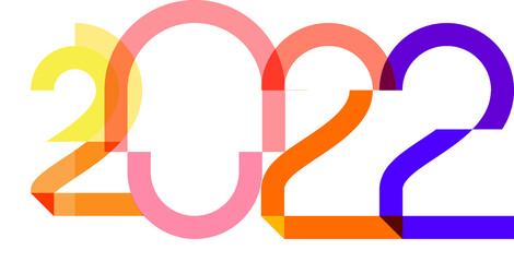 happy new year, colored 2022 numbers, design elements for new year decor, 2022 vector