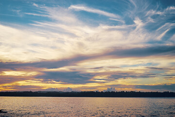 Beautiful sunset seacape on tropical island.