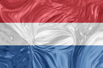 the flag of Holland waving in the wind. state symbol of the Netherlands. Dutch national sign