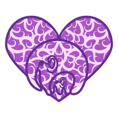 Abstract ornamental heart shaped 3d. Cutout lacy ornate heart. Valentine's day greeting card. Laser cutting design