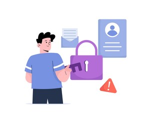 A man bring key for personal data security