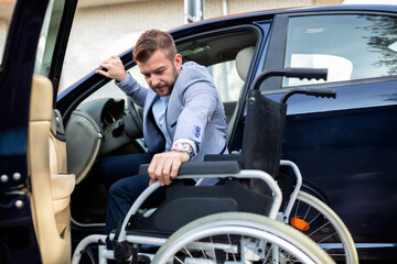 Fototapeta na wymiar From driver seat to the wheelchair
