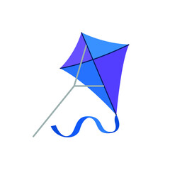 Blue flying kite emoji vector