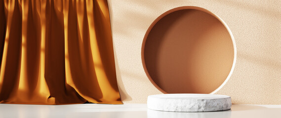 3D rendering of blank product abstract background for backdrop fashion and cream cosmetics decorations. Modern blank podium background for show luxury product.