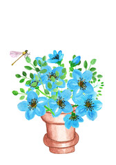 Watercolor flower bouquets spring .Flowers watercolor illustration. Manual composition. Mother's Day, wedding,  Pastel colors. Spring. Summer.