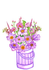 Watercolor flower bouquets spring .Flowers watercolor illustration. Manual composition. Mother's Day, wedding,  Pastel colors. Spring. Summer.