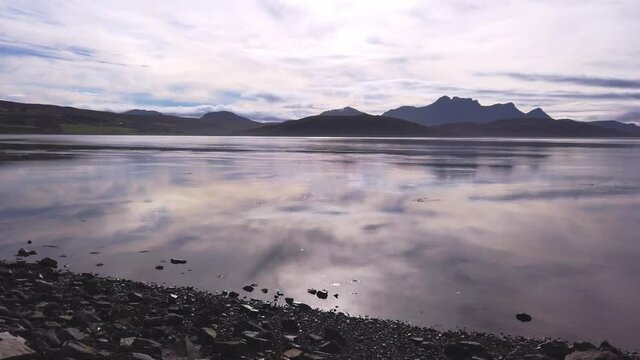 4K Landscape with lake and the mountains in Scotland.