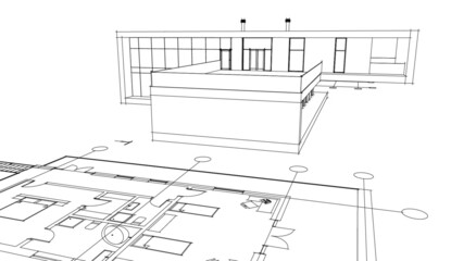 Modern house architectural drawing