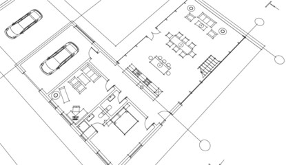 Modern house architectural drawing