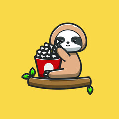 sloth eat popcorn