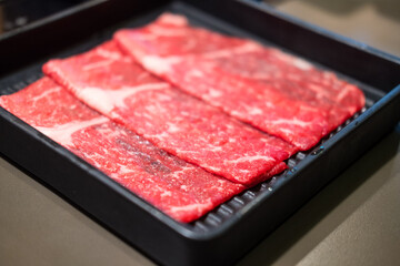 Raw beef slice for Shabu Shabu