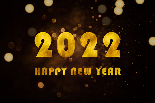 Happy new year 2022 gold black effect