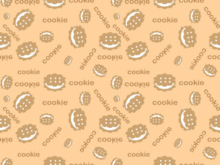 cartoon cookies seamless pattern on orange background