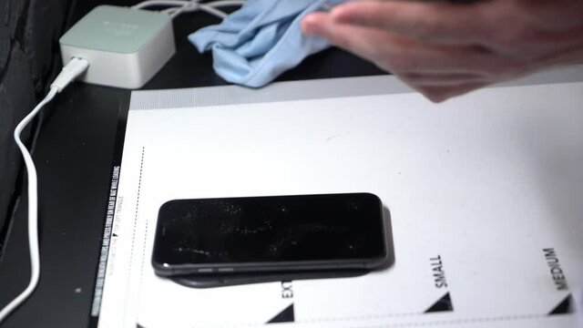 Putting new screen protector on phone after cleaning it