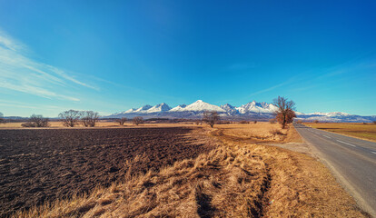 Beautiful autumn landscape with road.