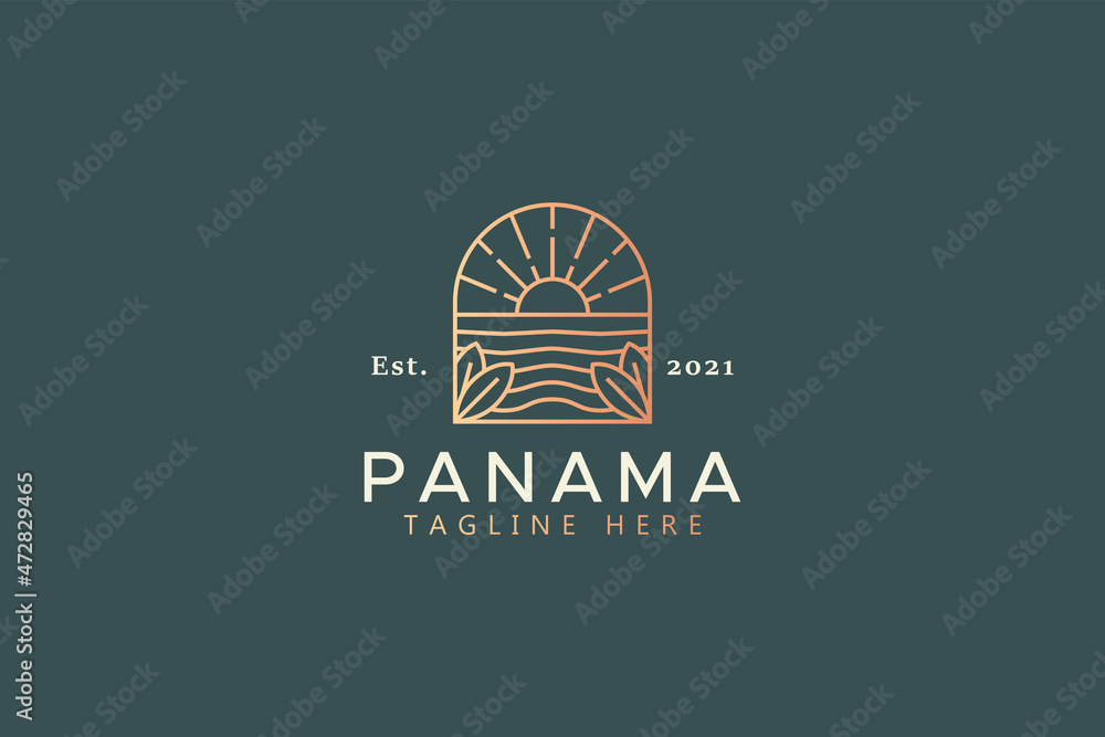 Wall mural Sunset Beach Panorama Luxury Logo