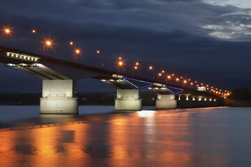 Bridge over the river Kama in Perm. Russia - obrazy, fototapety, plakaty