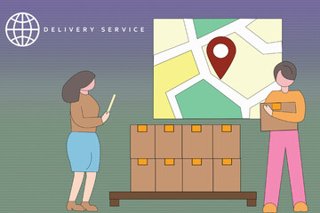 2d illustration parcel service concept

