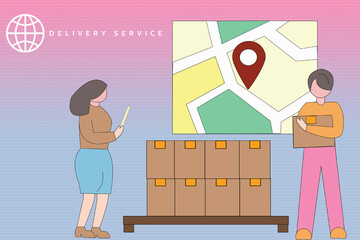 2d illustration parcel service concept

