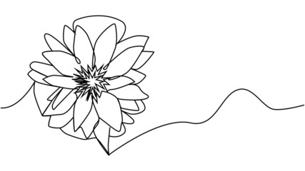 Flower lotus continuous line illustration with editable stroke, single line drawing of beautiful water lily for floral design
