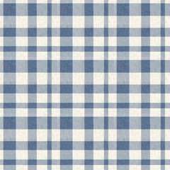 Farmhouse blue plaid seamless pattern. Vintage style twill all over print for tweed wallpaper design.  - obrazy, fototapety, plakaty