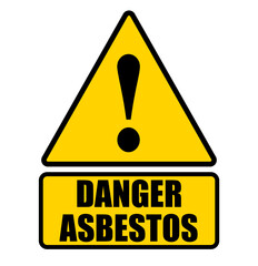 Danger asbestos, warning sign on health risk in areas  build with this material till it was banned years ago.