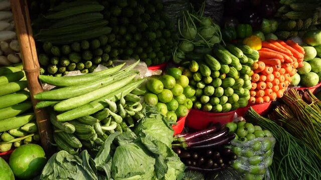 fresh vegetables selling at local market in dhaka 