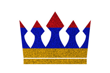 Bright glitter crown in colors of national flag on white background. Armenia