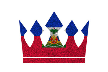 Bright glitter crown in colors of national flag on white background. Haiti