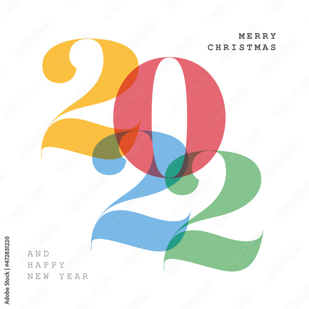 Poster minimalistic happy new year card template with colorful numbers